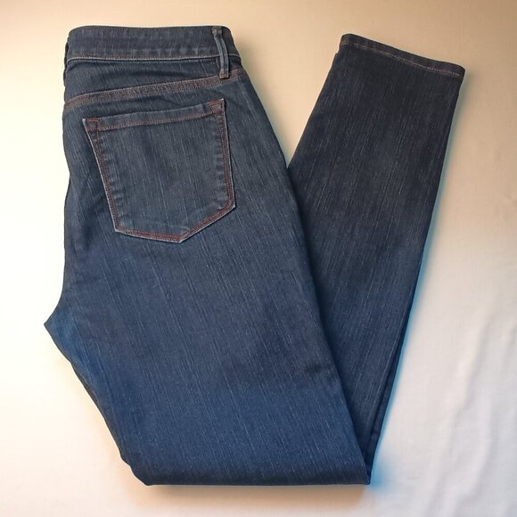 Loft Outlet Denim Jeans Size 8 Curvy Skinny Mid Rise Medium Dark Wash - Picture 1 of 9